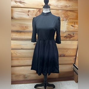 NWT Black Mock Neck A-Line Poof Shoulder Dress -Size Small
